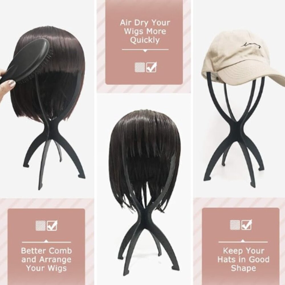 DREAMLOVER Wig and Hat Head Stand, Black